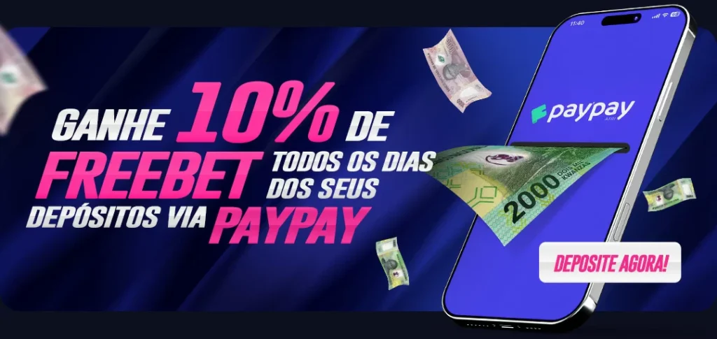 Aproveite nossa promoção diária e ganhe um Bônus de 10% com PayPay, todos os dias! Veja como é fácil participar:
